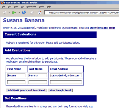 Screenshot of order menu